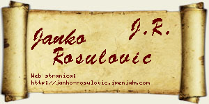 Janko Rošulović vizit kartica